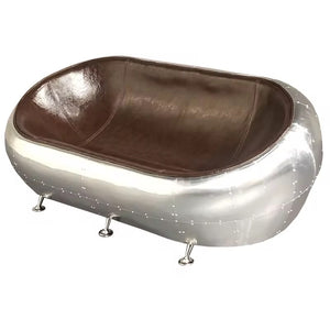 Gulfstream Aluminium and Leather Capsule Sofa, Cocolea, , ,