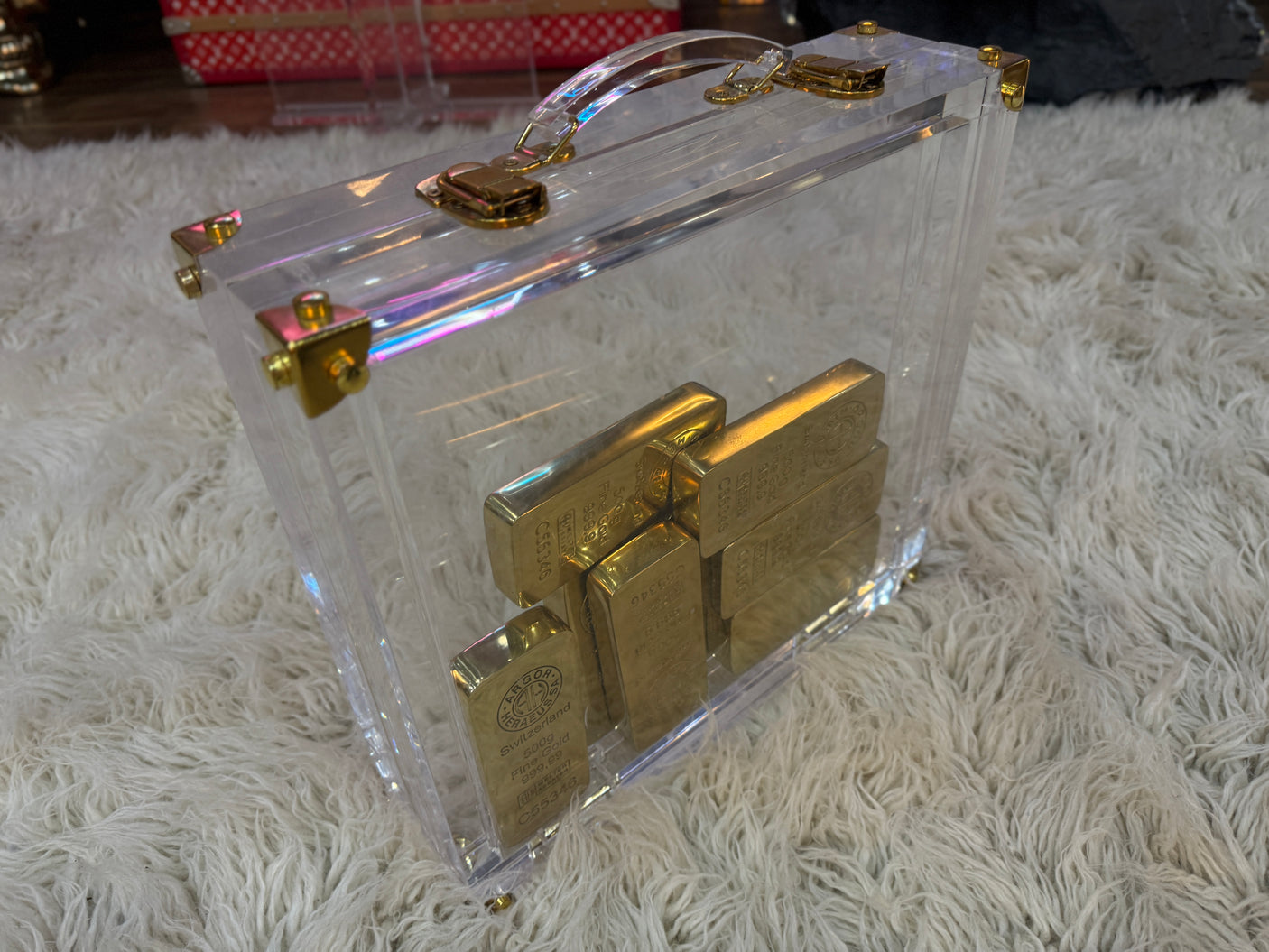 Bullion Vault Luxe – Acrylic Case Filled With 10 Solid Brass Gold Bars, Cocolea, , ,