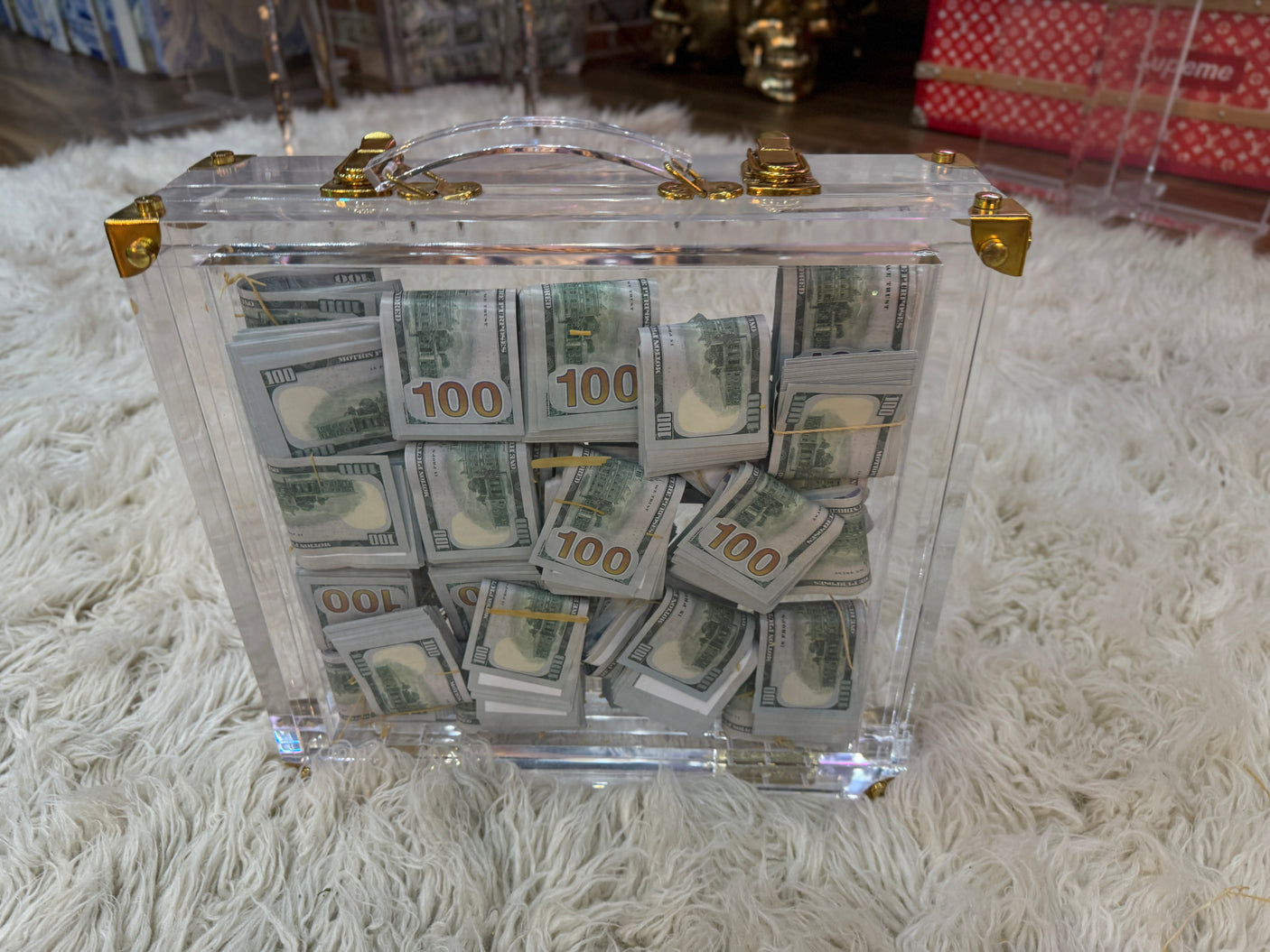 Millionaire Vaul Acrylic Cash Case – Stacked $100 Bills, Cocolea, , ,