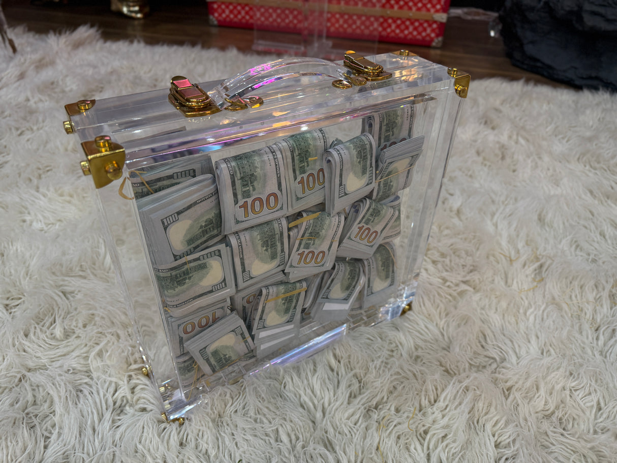 Millionaire Vault Acrylic Cash Case – Stacked $100 Bills, Cocolea, , ,