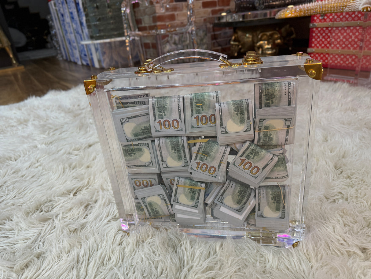 Millionaire Vault Acrylic Cash Case – Stacked $100 Bills, Cocolea, , ,