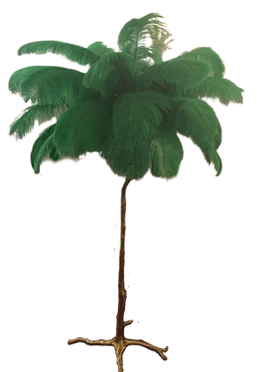 Ostro Genuine Ostrich Feather Brass Floor Lamp, Cocolea, , ,