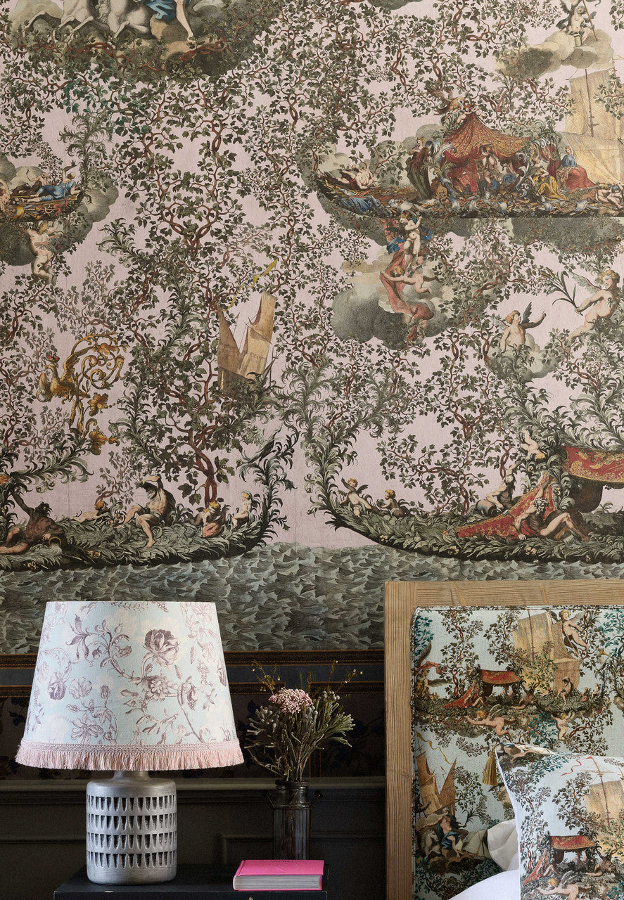 Journey to Eden Wallpaper in Pink, Cocolea Natty & Polly, Per roll (52 cm × 9 m), ,
