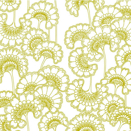 Japanese Floral Wallpaper, Cocolea Natty & Polly, Avocado, Per roll (61.5 cm × 10 m),