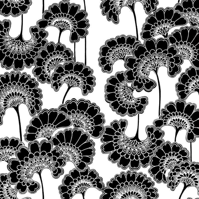 Japanese Floral Wallpaper, Cocolea Natty & Polly, Magpie, Per roll (61.5 cm × 10 m),