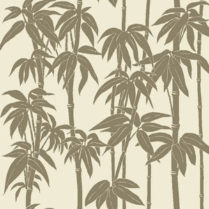 Japanese Bamboo wallpaper in Olive Haze by Natty & Polly, full pattern view