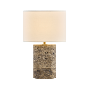 Lawrence Park travertine table lamp by Hudson Valley Lighting in Aged Brass