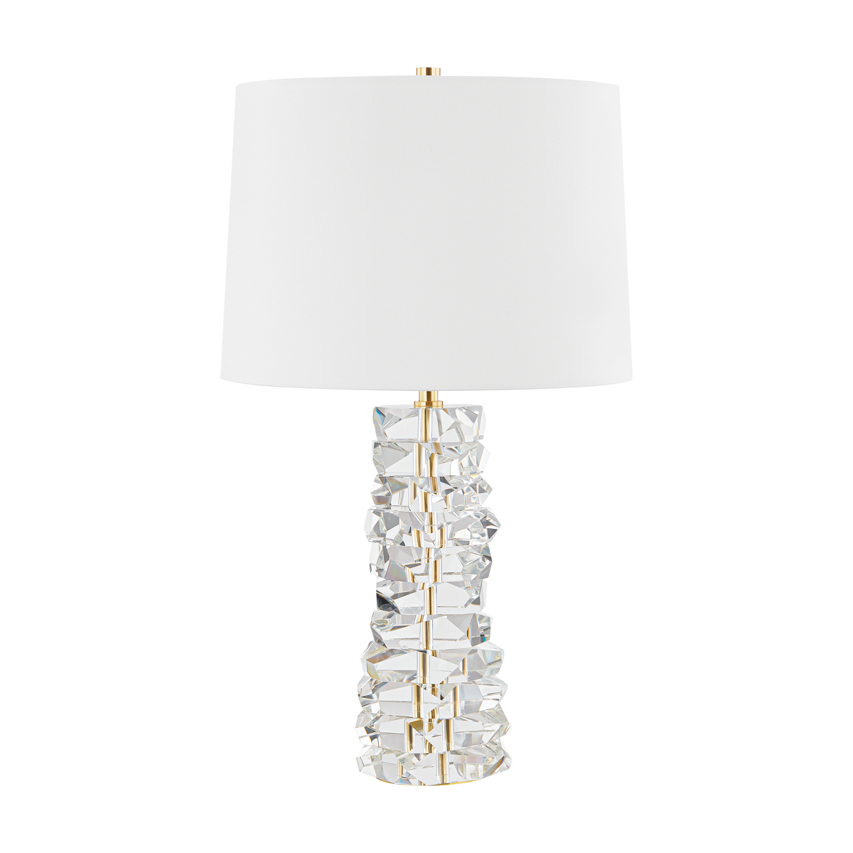 Bellarie stacked crystal table lamp by Hudson Valley Lighting in Aged Brass
