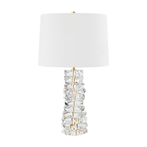 Bellarie stacked crystal table lamp by Hudson Valley Lighting in Aged Brass