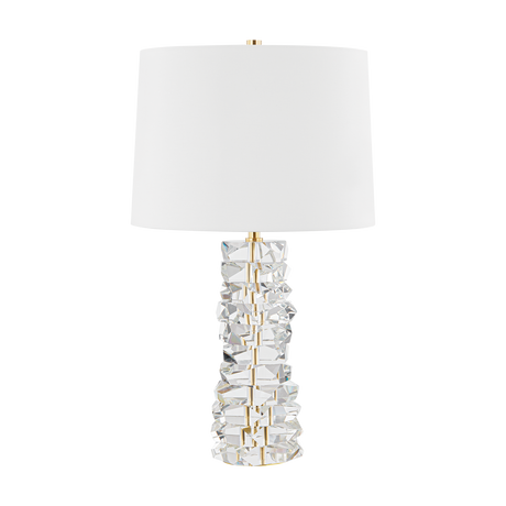 Bellarie stacked crystal table lamp by Hudson Valley Lighting in Aged Brass