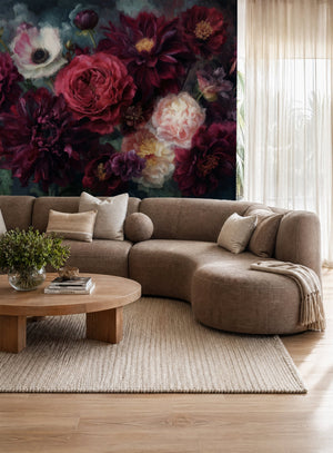Printed wall mural example: Noir Botanica dark floral