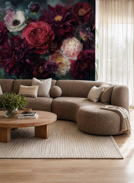 Printed wall mural example: Noir Botanica dark floral