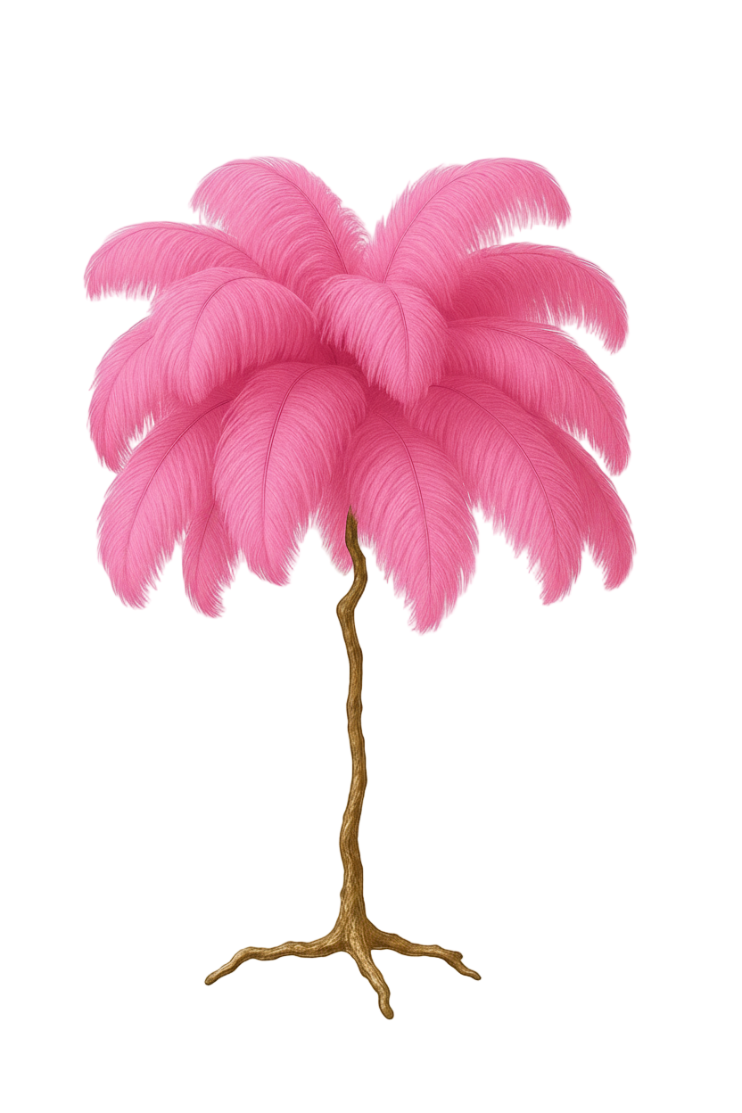 Ostro Genuine Ostrich Feather Brass Floor Lamp in Pink, Cocolea, , ,