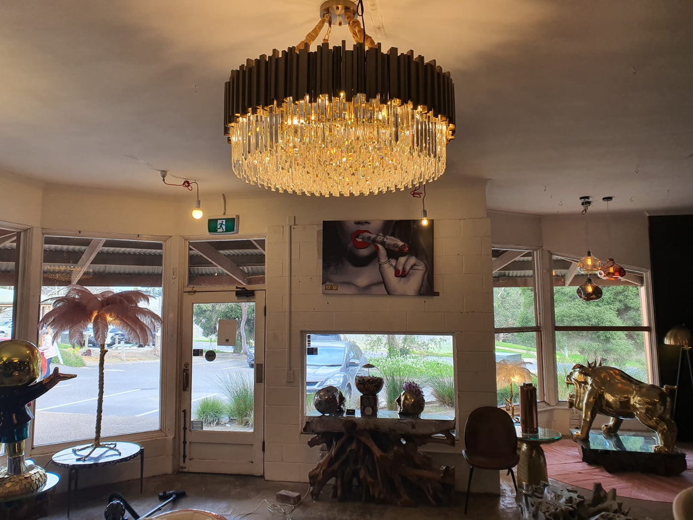Zohar Round Crystal and Gold Metal Chandelier, Cocolea, , ,