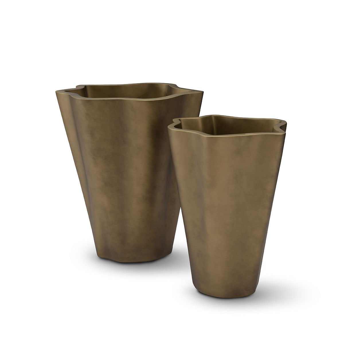Maison Debrah Morin sculptural floor planter in vintage brass finish — view 2