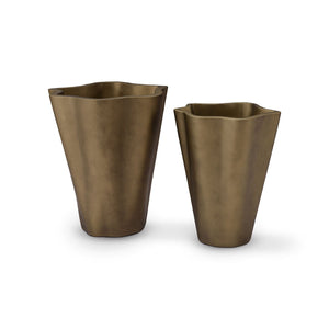 Maison Debrah Leryn sculptural floor planter in a vintage brass finish — view 5