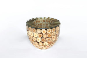 Cannon Teak Wood Stump and Brass Round Coffee Table - Small, Cocolea, , ,