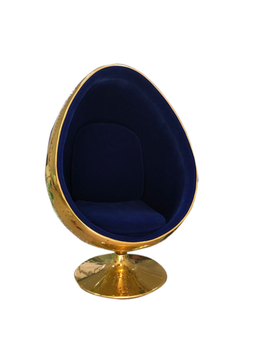 Admiral Pod Egg Chair in velvet and gold metal, Cocolea, , ,