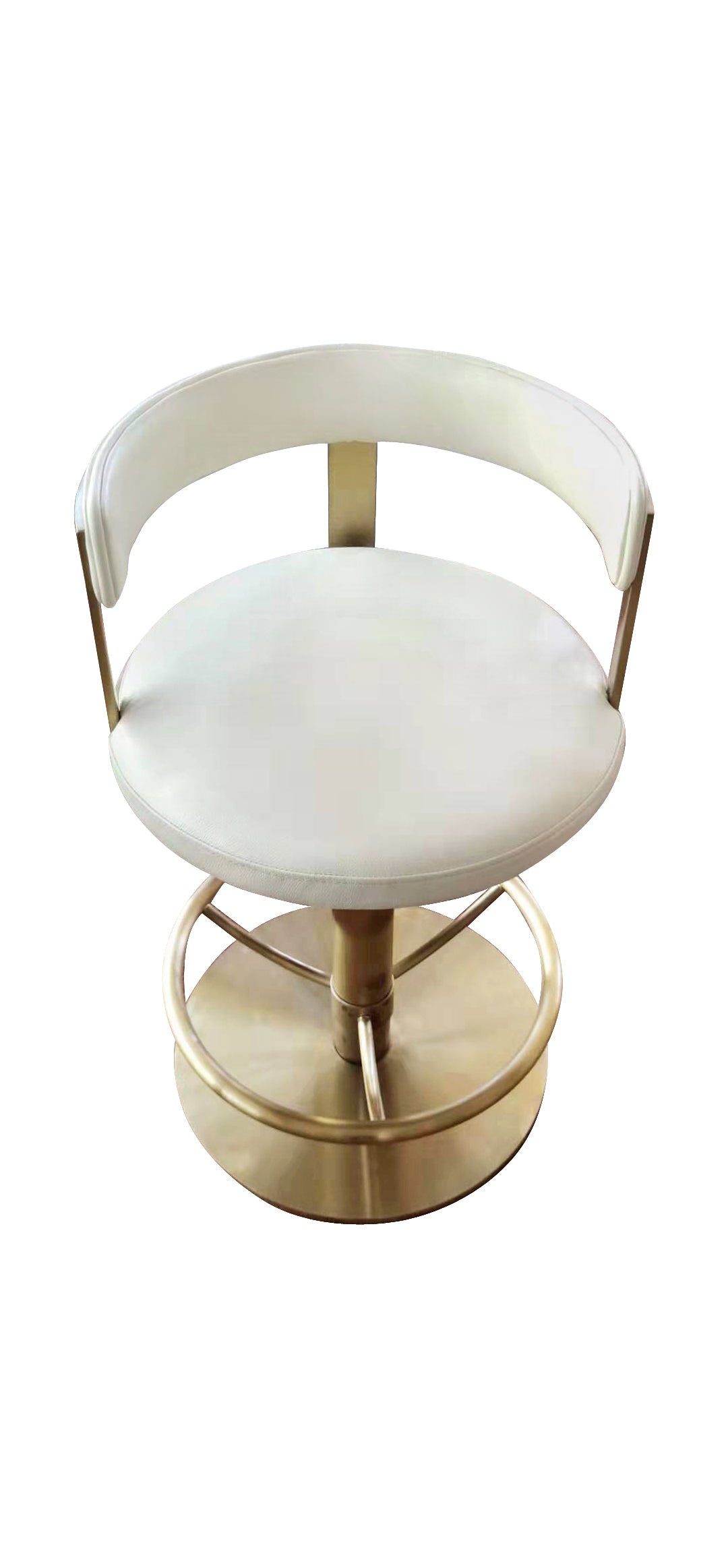 Pali Swivel Barstool White Leather and Brushed Gold, Cocolea, , ,