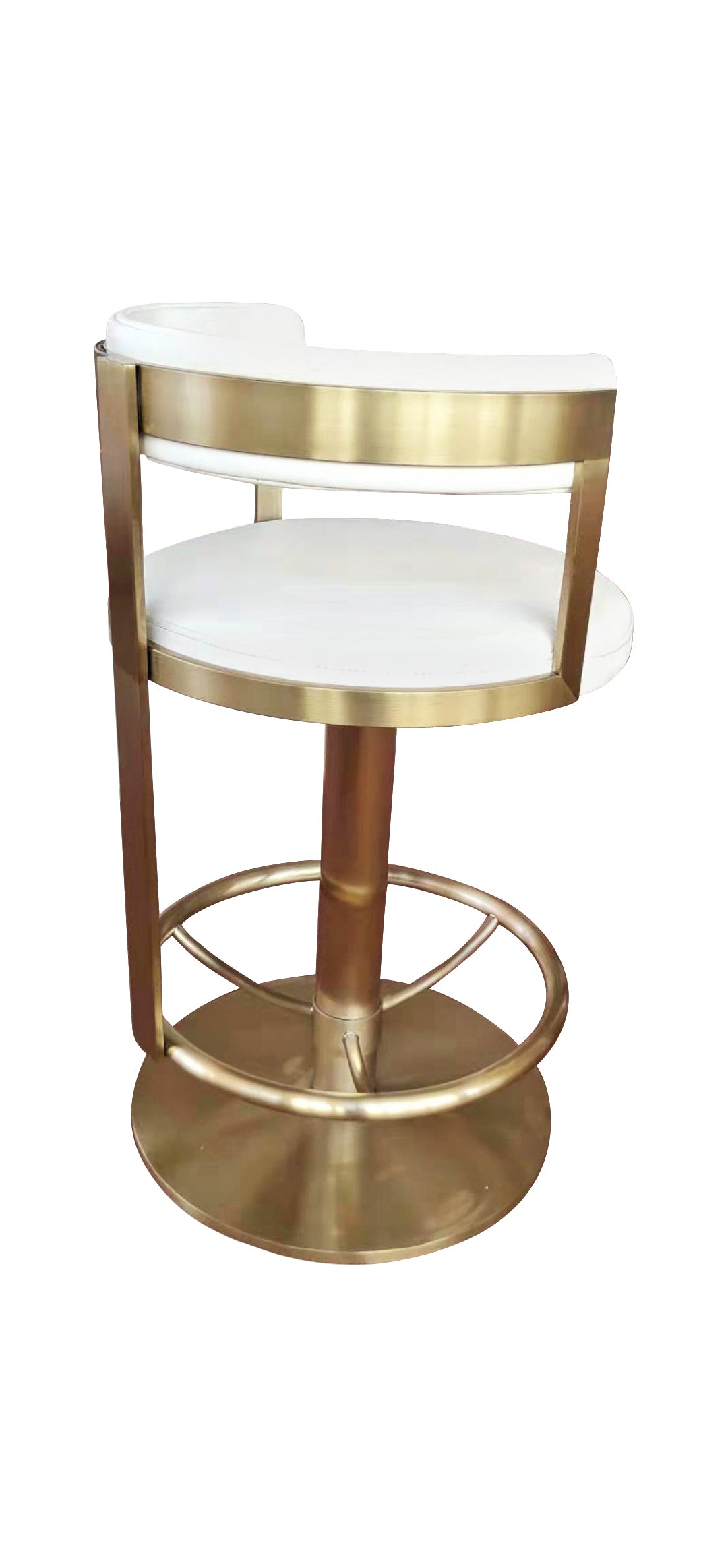Pali Swivel Barstool White Leather and Brushed Gold, Cocolea, , ,