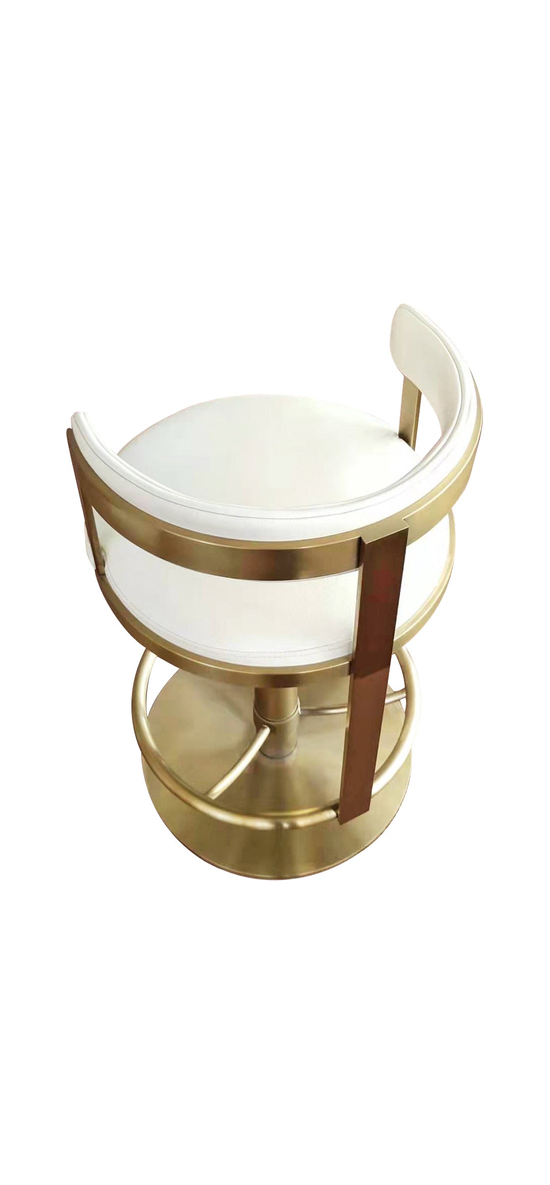 Pali Swivel Barstool White Leather and Brushed Gold, Cocolea, , ,