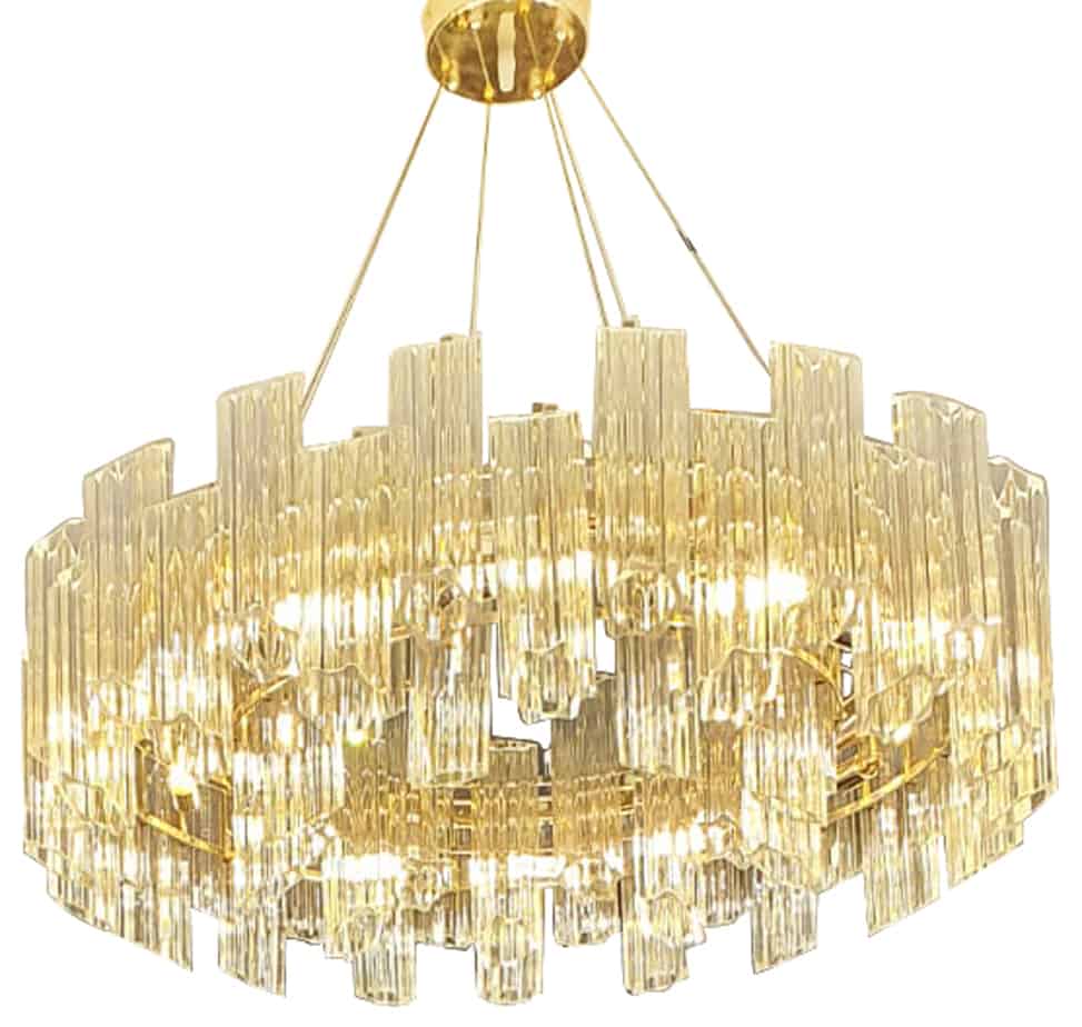 Zeus Round Crystal and Gold Metal Chandelier, Cocolea, , ,