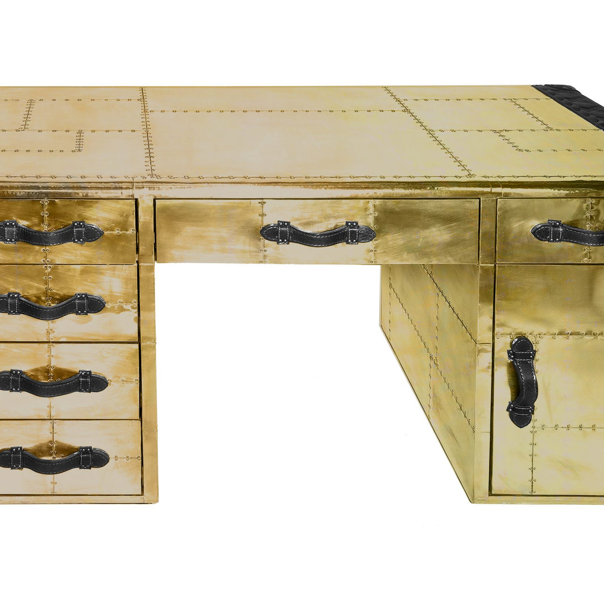 Piper Aztec Spitfire Brass and Black Leather Desk – Cocolea