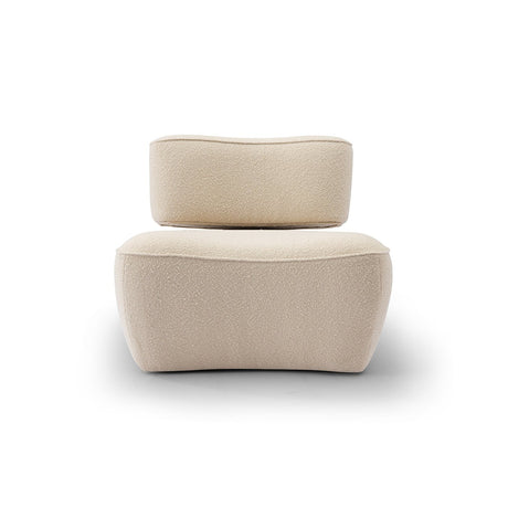 Maison Debrah Aurora sculpted upholstered armchair with brushed bronze backrest and steel base