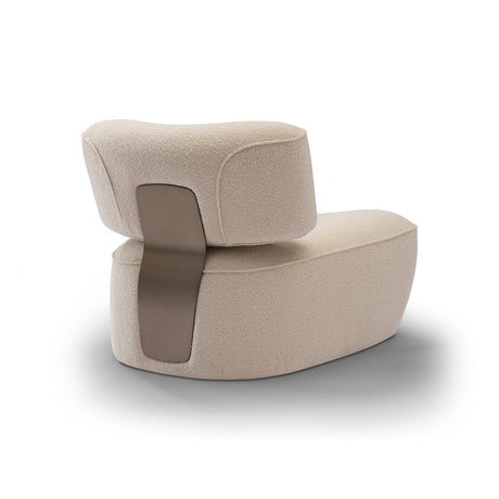 Maison Debrah Aurora sculpted upholstered armchair with brushed bronze backrest and steel base — view 2