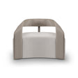 Maison Debrah Overture sculptural armchair with leather arms and brushed nickel steel back