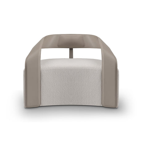 Maison Debrah Overture sculptural armchair with leather arms and brushed nickel steel back