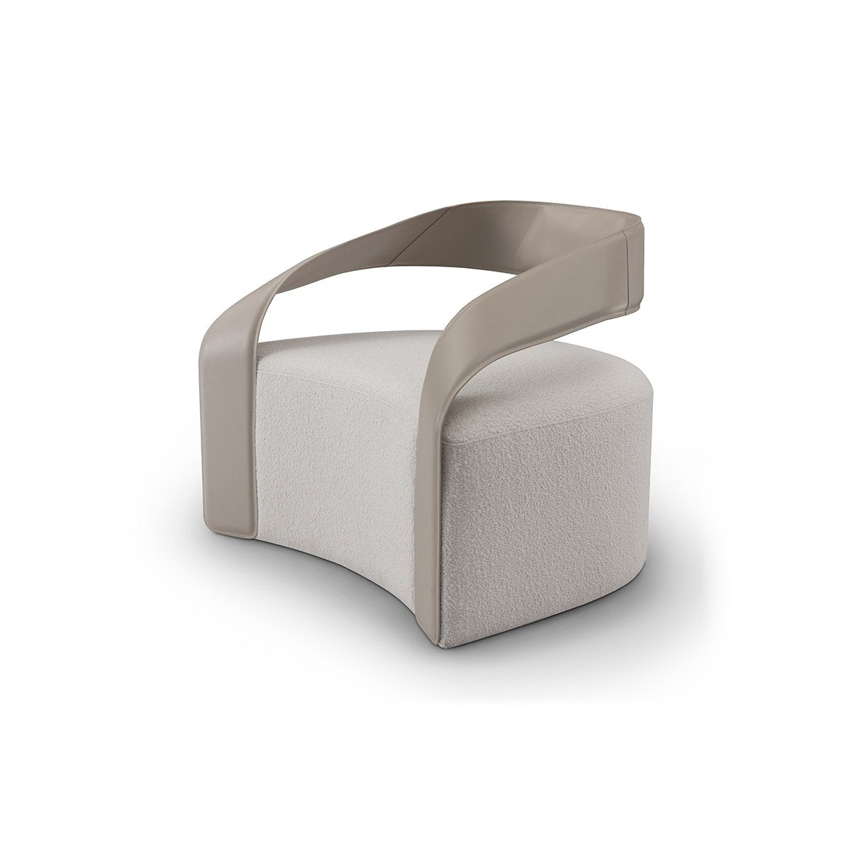 Maison Debrah Overture sculptural armchair with leather arms and brushed nickel steel back — view 2