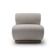 Maison Debrah Avalon sculpted fabric armchair on slim brushed copper stainless steel legs