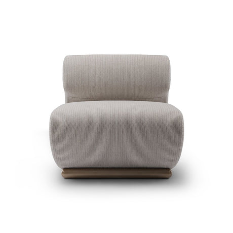 Maison Debrah Avalon sculpted fabric armchair on slim brushed copper stainless steel legs