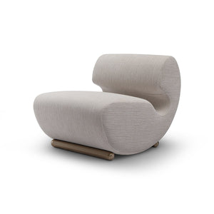 Maison Debrah Avalon sculpted fabric armchair on slim brushed copper stainless steel legs — view 2