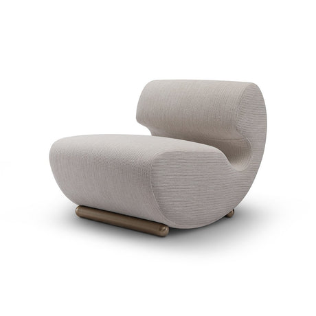 Maison Debrah Avalon sculpted fabric armchair on slim brushed copper stainless steel legs — view 2