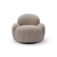 Maison Debrah Falion round swivel armchair in warm oatmeal chenille on black matte base