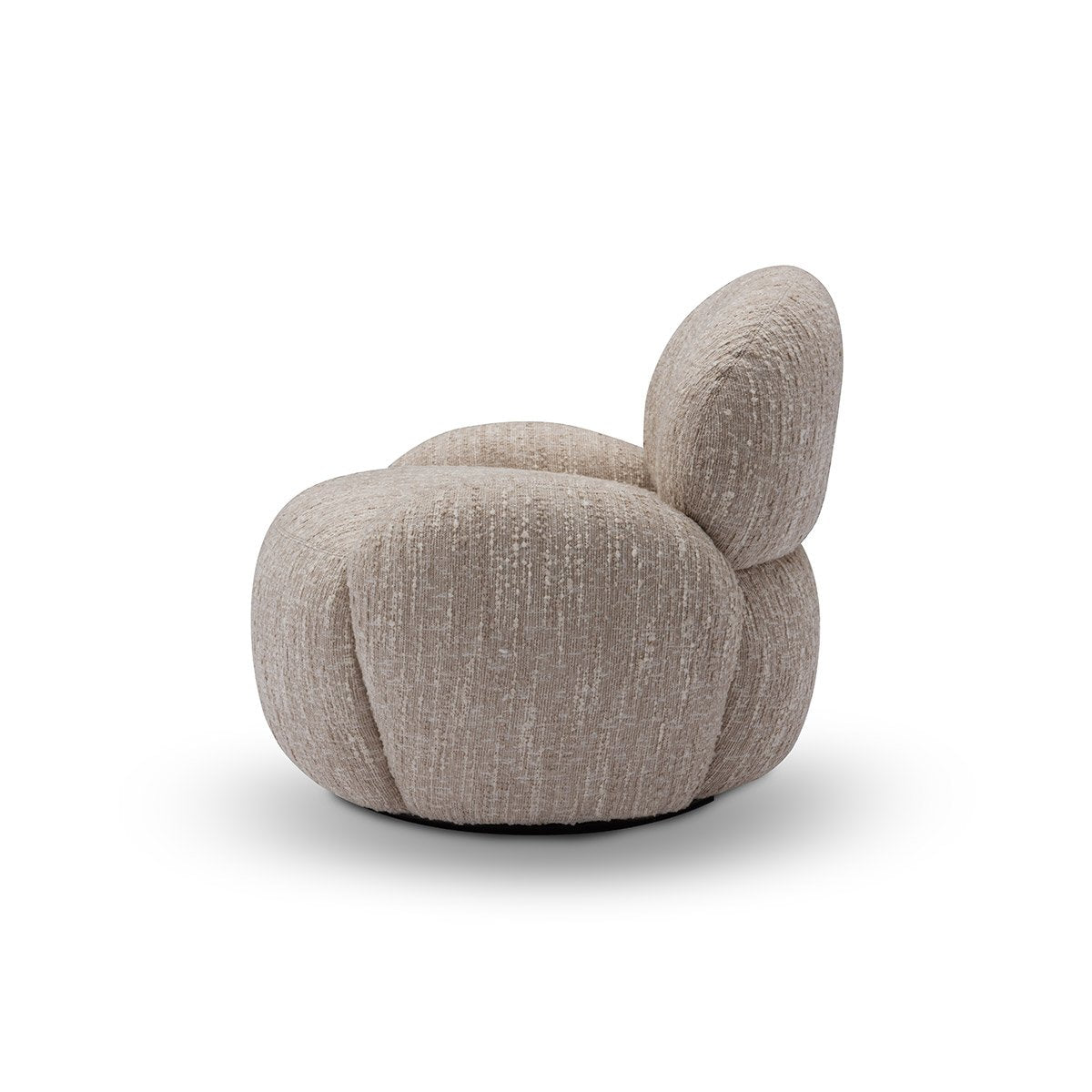 Maison Debrah Falion round swivel armchair in warm oatmeal chenille on black matte base — view 4