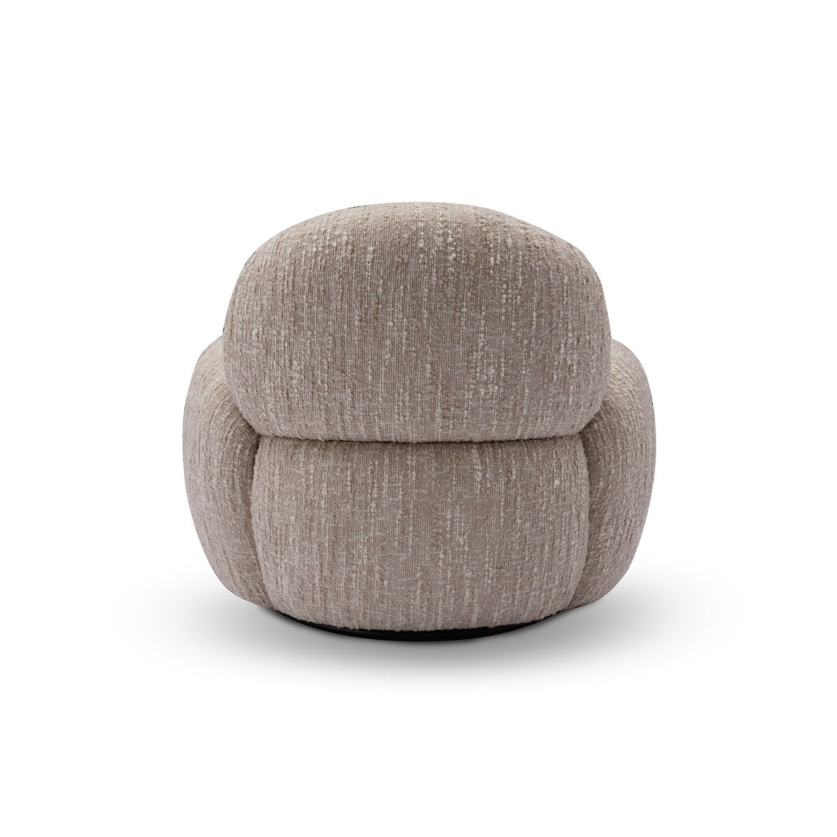 Maison Debrah Falion round swivel armchair in warm oatmeal chenille on black matte base — view 3