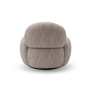 Maison Debrah Falion round swivel armchair in warm oatmeal chenille on black matte base — view 3