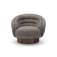 Maison Debrah Pestor banded lounge armchair in charcoal textured fabric on a brushed copper base