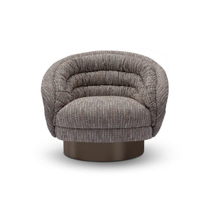 Maison Debrah Pestor banded lounge armchair in charcoal textured fabric on a brushed copper base