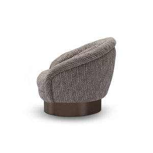 Maison Debrah Pestor banded lounge armchair in charcoal textured fabric on a brushed copper base — view 3