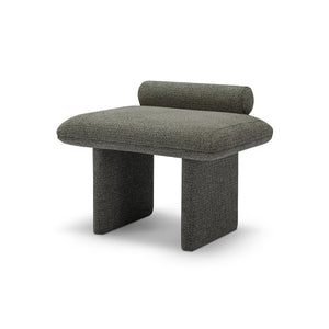 Maison Debrah Jaxel low stool in deep charcoal bouclé with cylindrical bolster and rounded legs — view 2