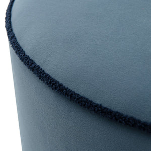 Rondel Upholstered Swivel Chair in Dusty Steel Blue with Contrast Trim, Maison Debrah, , ,