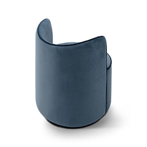 Rondel Upholstered Swivel Chair in Dusty Steel Blue with Contrast Trim, Maison Debrah, , ,