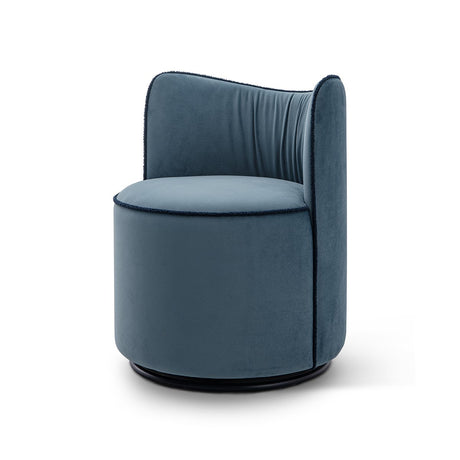Rondel Upholstered Swivel Chair in Dusty Steel Blue with Contrast Trim, Maison Debrah, , ,