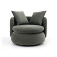Maison Debrah Orbène round swivel accent chair in forest green fabric