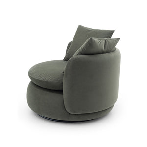 Maison Debrah Orbène round swivel accent chair in forest green fabric — view 2