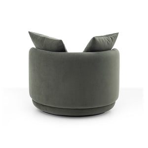 Maison Debrah Orbène round swivel accent chair in forest green fabric — view 4